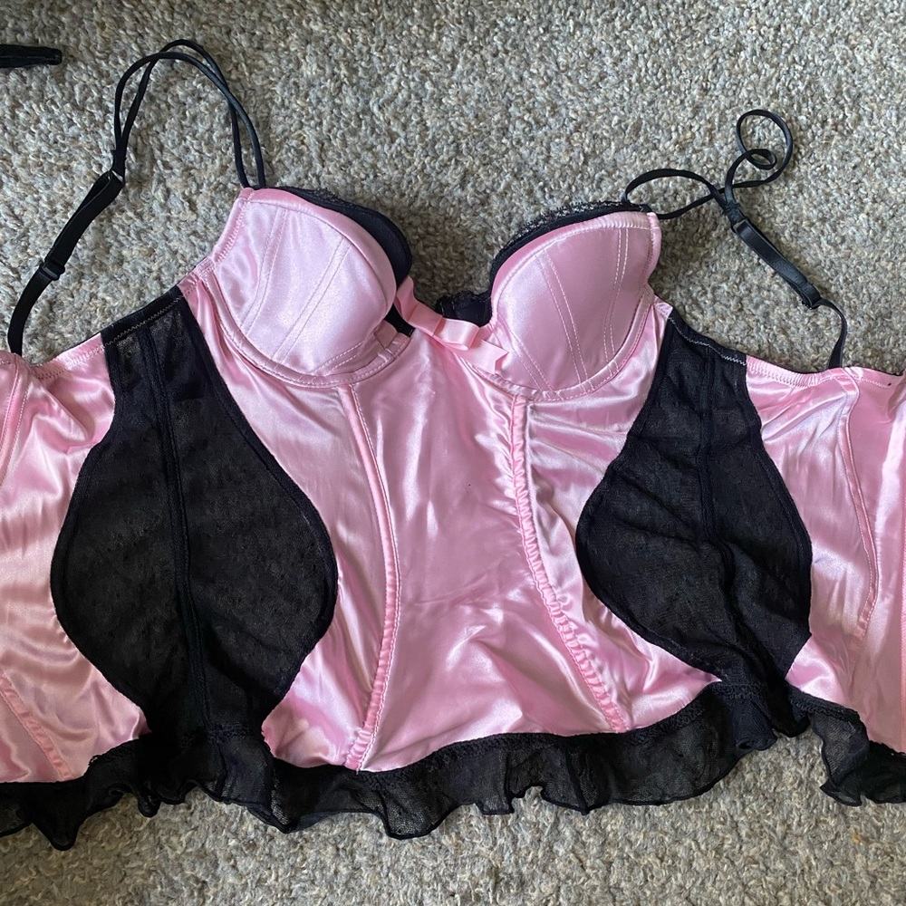 Pink and black corset